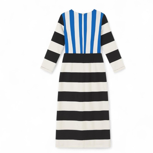 Marimekko Dresses & Skirts - Marimekko Black White and Blue Striped Long Sleeve Dress